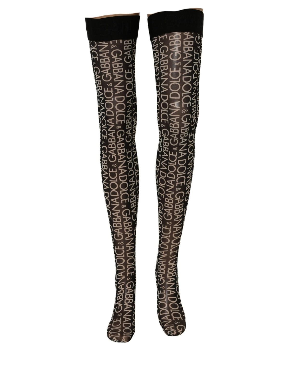 Dolce & Gabbana Chaussettes hautes fines noires monogrammées à logo