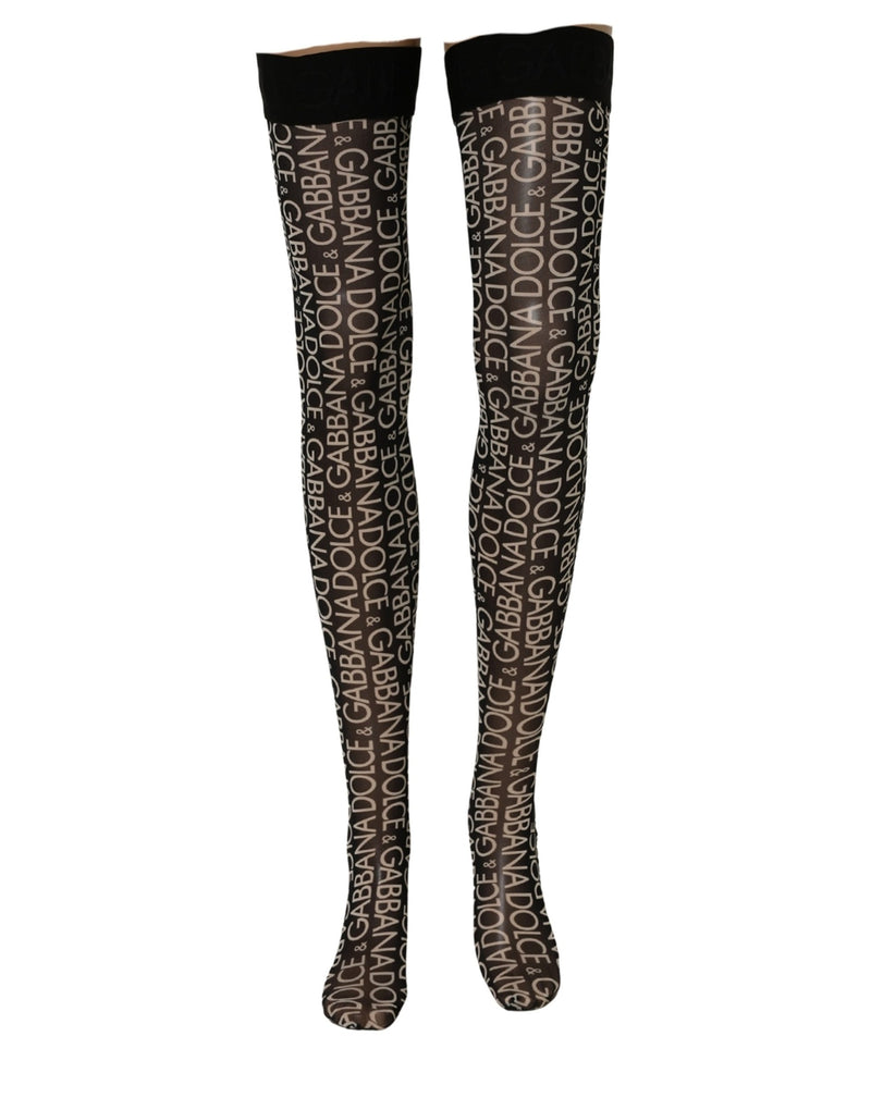 Dolce & Gabbana Black Sheer Logo Monogram High Stockings Socks