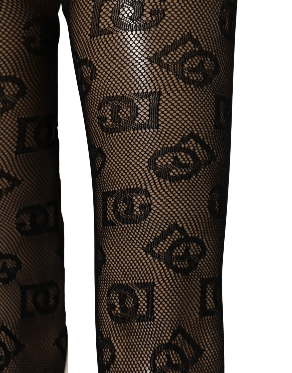 Chaussettes montantes Dolce & Gabbana en tissu résille extensible noir à imprimé intégral