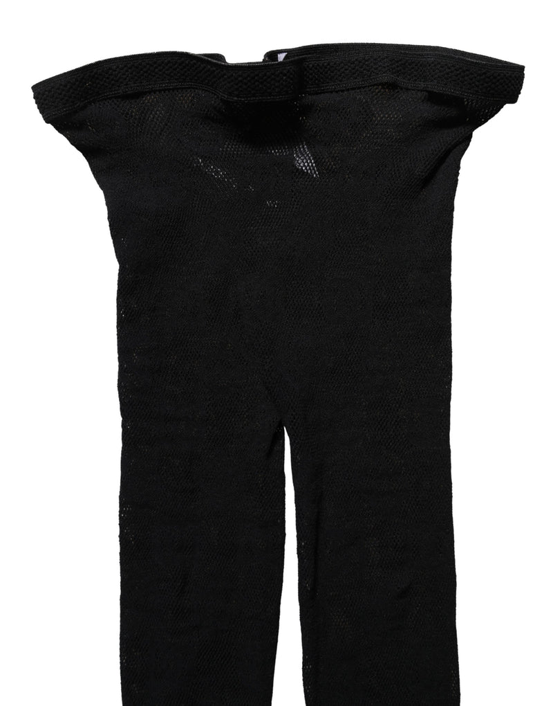 Dolce & Gabbana Black All Over Print Sheer Stretch Tights Socks