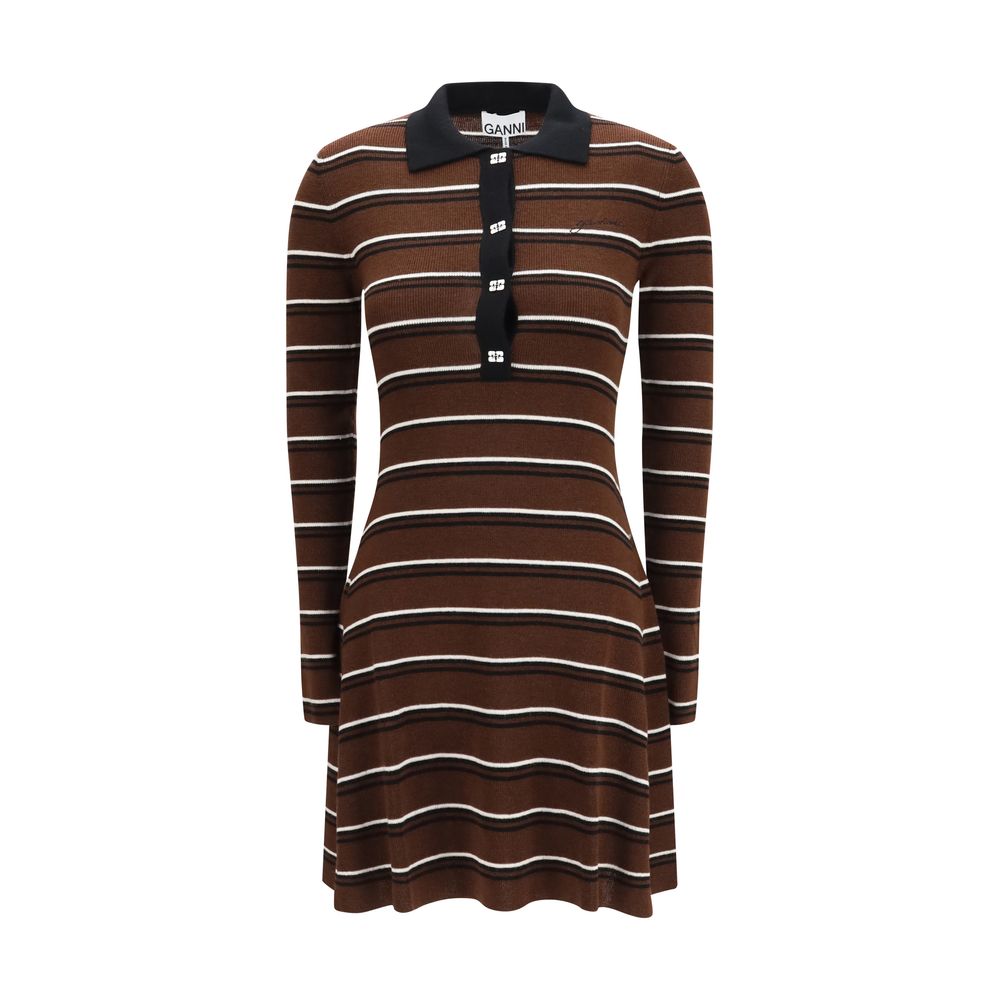 Robe décontractée Ganni Oves Aries en laine marron