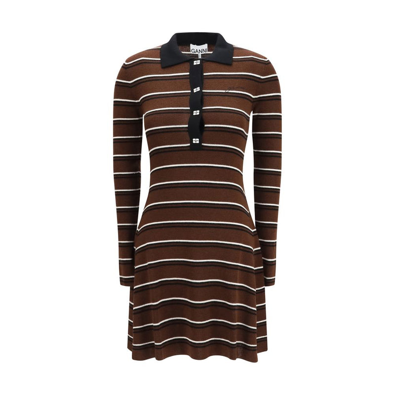 Ganni Brown Wool Oves Aries Casual Dress