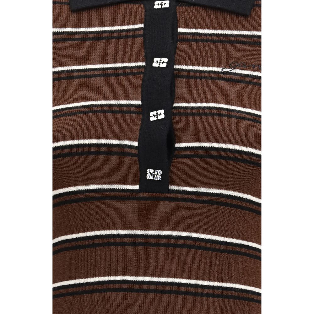 Ganni Polo en laine Oves Aries marron