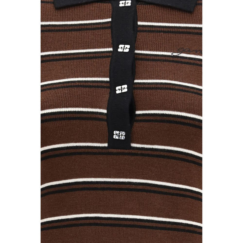 Ganni Brown Wool Oves Aries Polo Shirt