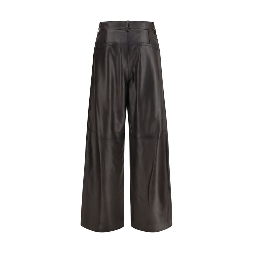 Pantalon en cuir marron P.A.R.O.S.H.