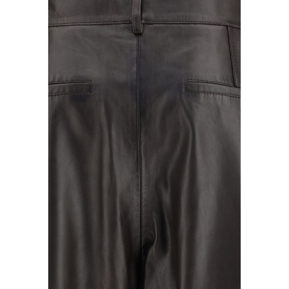 Pantalon en cuir marron P.A.R.O.S.H.