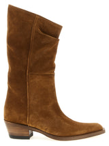 Bottes Chelsea en cuir de veau marron Khaite