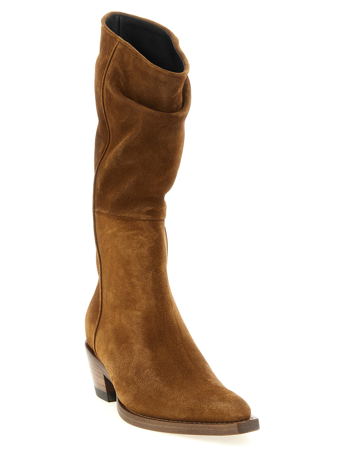 Bottes Chelsea en cuir de veau marron Khaite