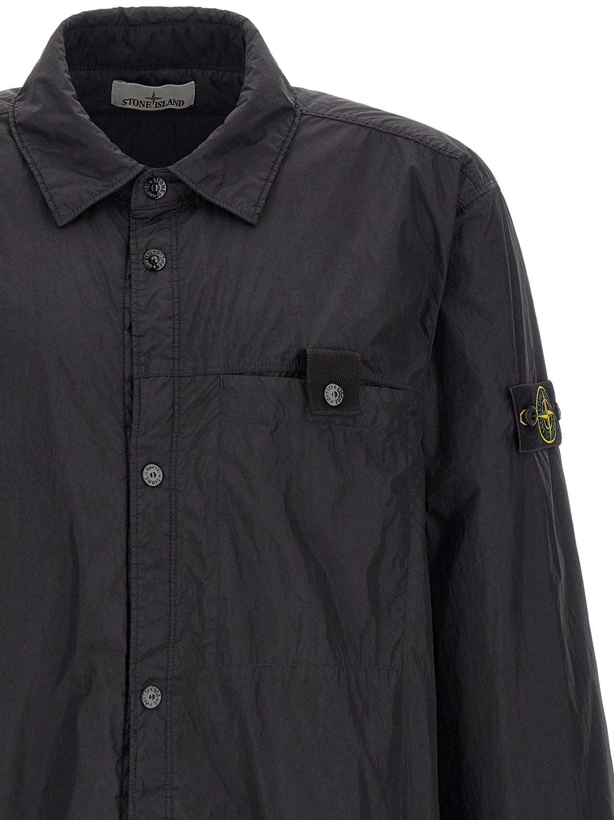 Veste Stone Island en coque de polyamide noir