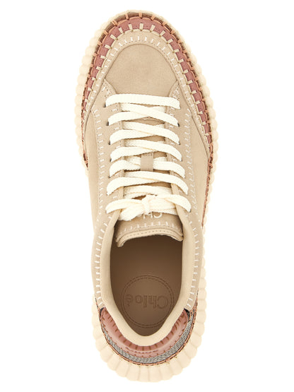 Chloé Beige Polyester Wedge Sandals