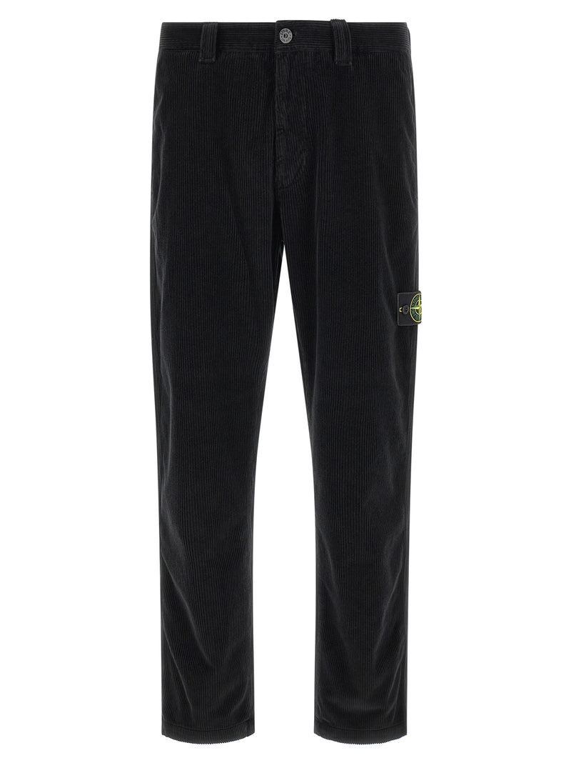 Stone Island Black Cotton Casual Pants