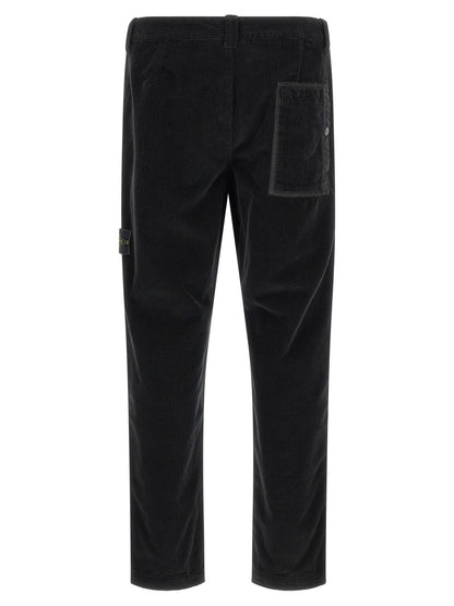 Stone Island Black Cotton Casual Pants