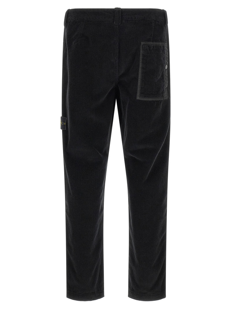 Stone Island Black Cotton Casual Pants