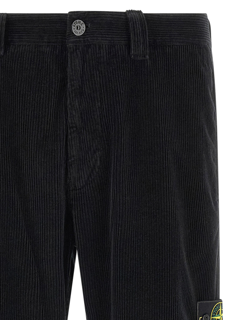 Stone Island Black Cotton Casual Pants