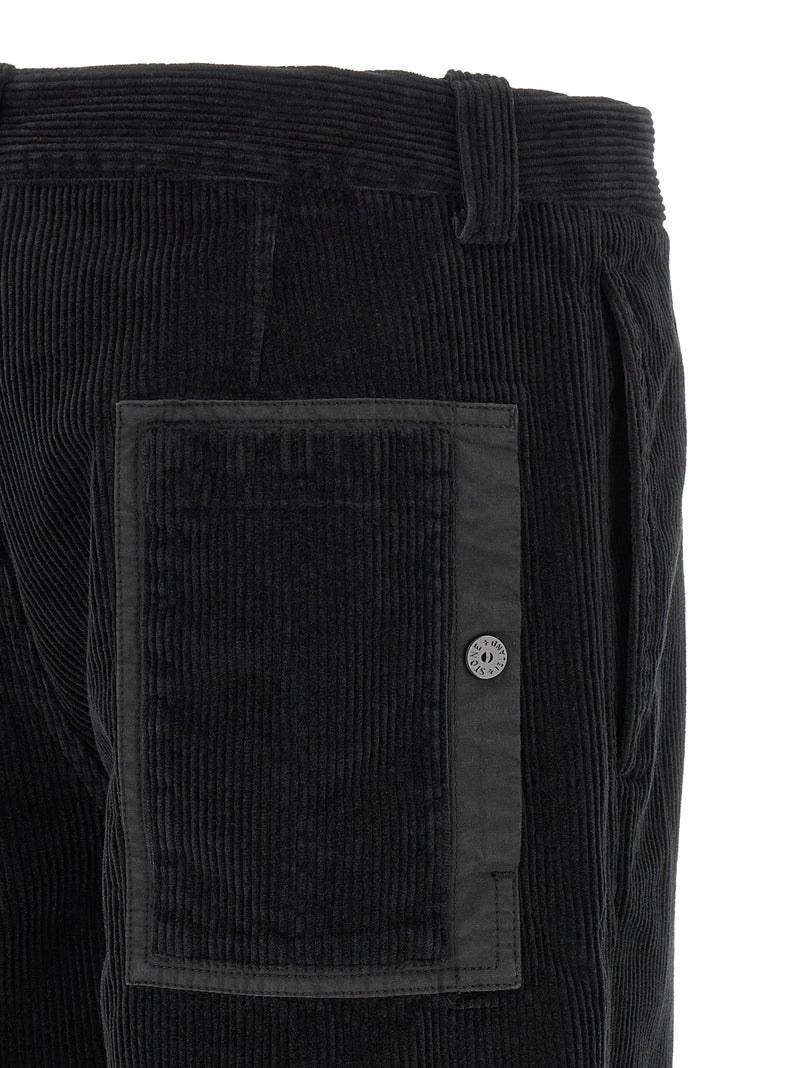 Stone Island Black Cotton Casual Pants
