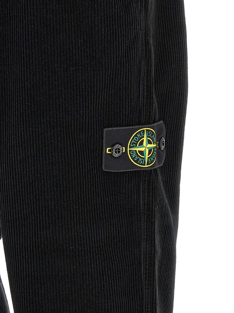 Stone Island Black Cotton Casual Pants