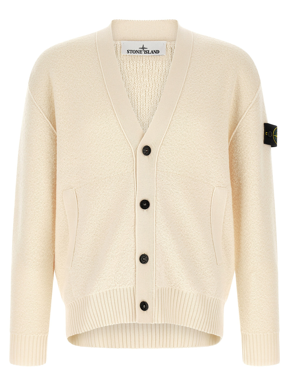 Cardigan Stone Island blanc en laine vierge