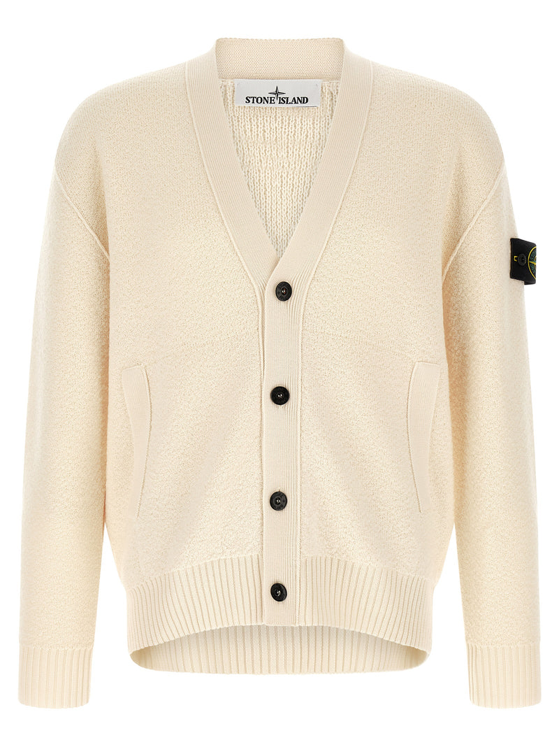 Stone Island White Virgin Wool Cardigan