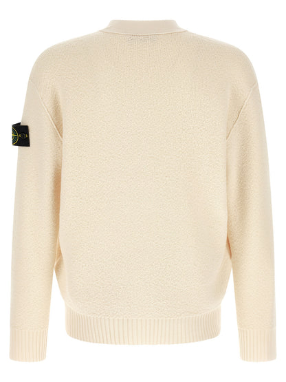 Stone Island White Virgin Wool Cardigan