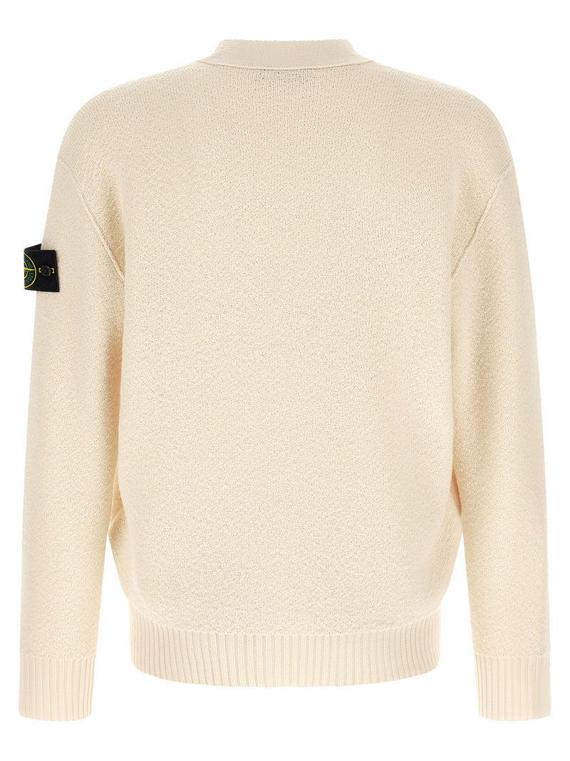 Stone Island White Virgin Wool Cardigan