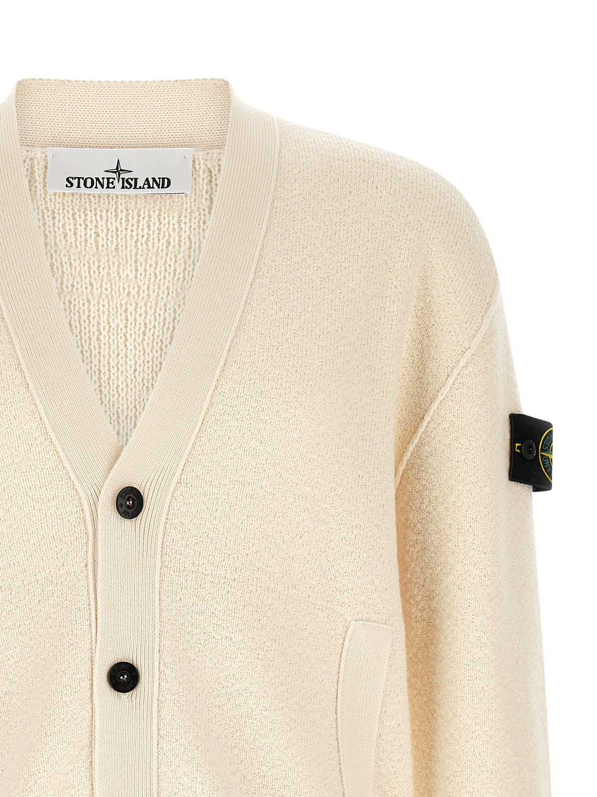 Cardigan Stone Island blanc en laine vierge