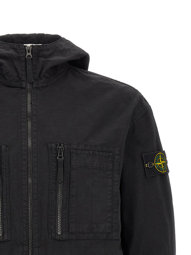 Stone Island Black Cotton Shell Jacket
