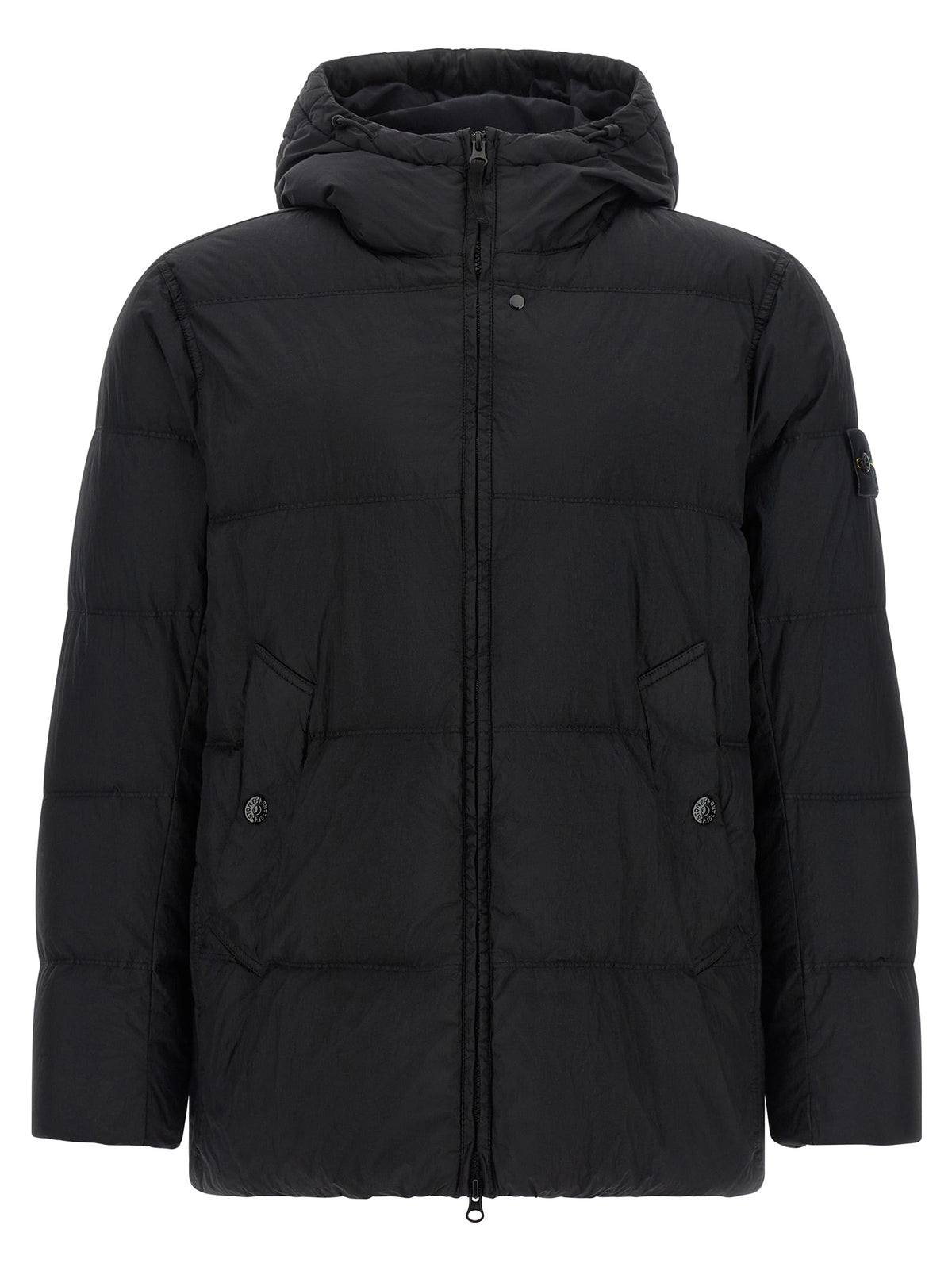 Veste longue Stone Island noire en polyamide