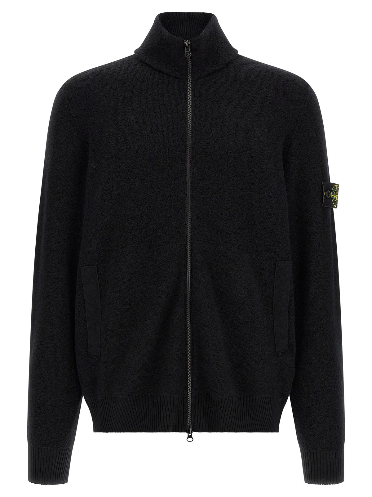 Cardigan Stone Island en Laine Vierge Noire