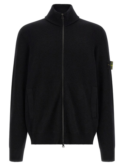 Stone Island Black Virgin Wool Cardigan