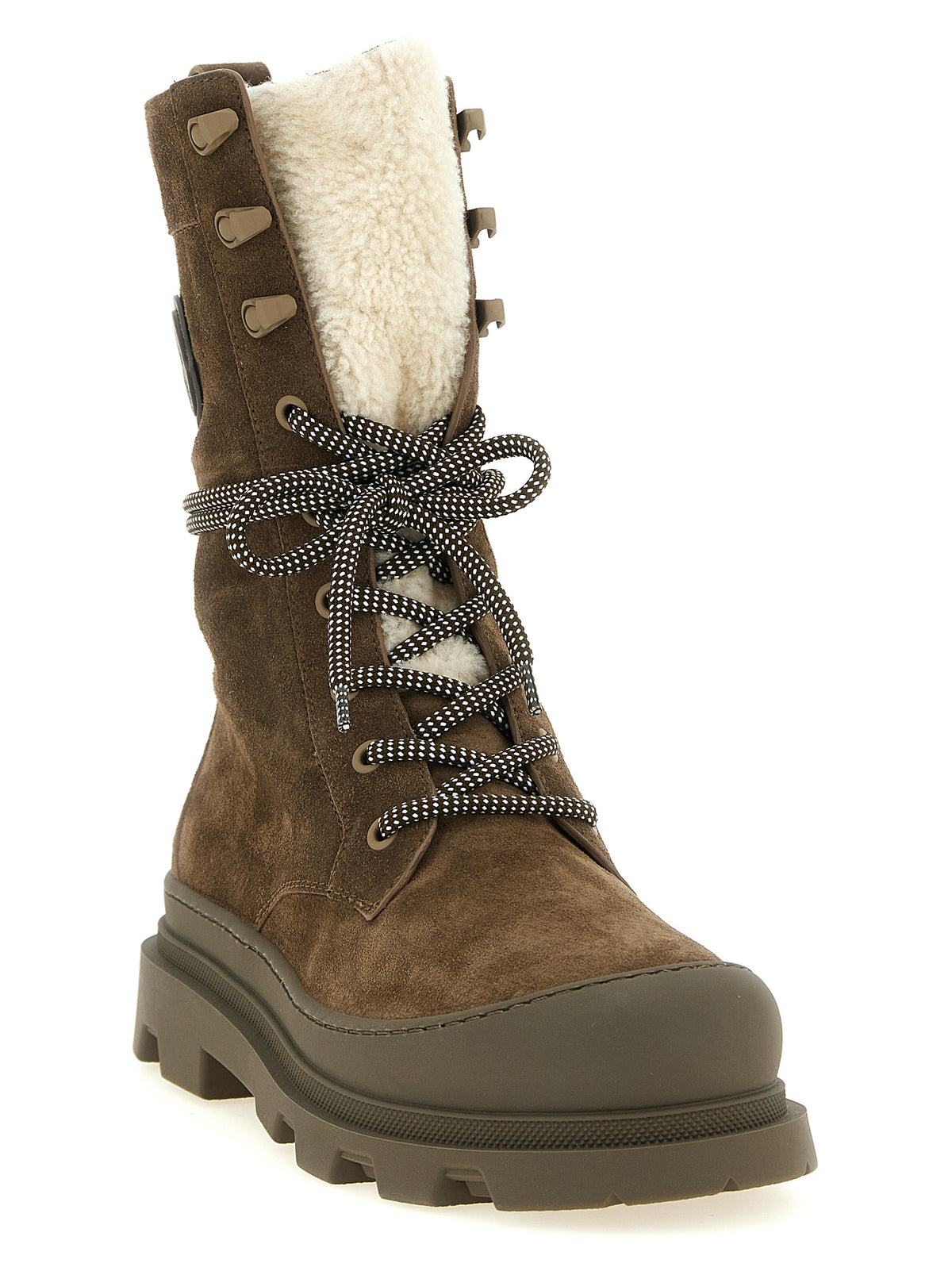 Bottes lacées en cuir marron Moncler