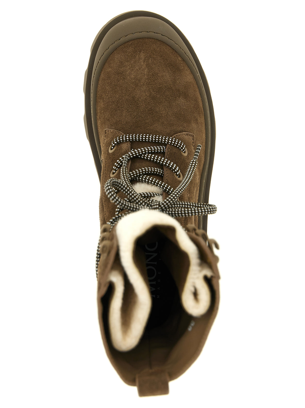 Bottes lacées en cuir marron Moncler