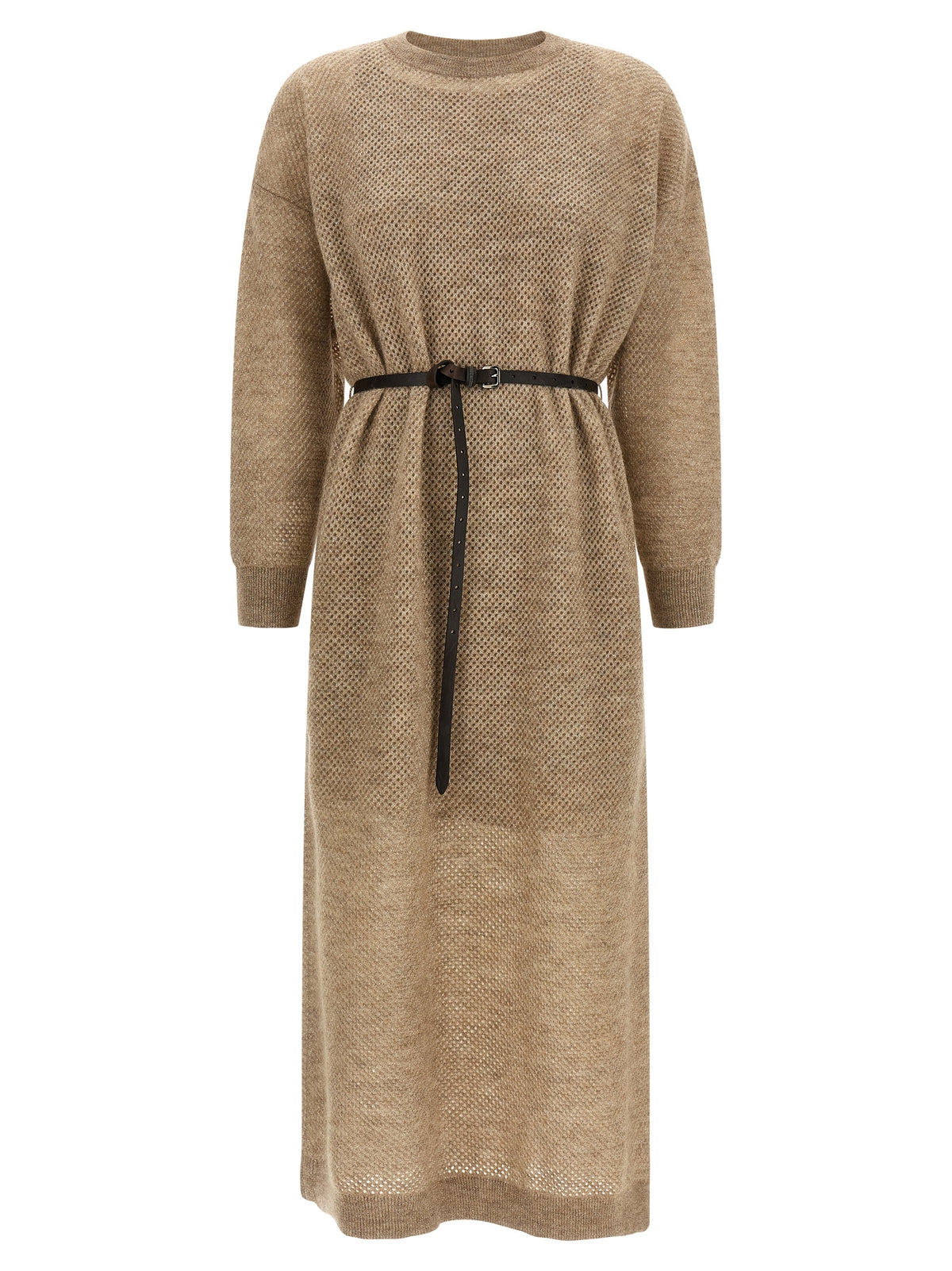 Robe midi Brunello Cucinelli en laine beige
