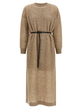 Robe midi Brunello Cucinelli en laine beige