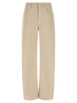 Jeans Brunello Cucinelli beige en coton coupe décontractée
