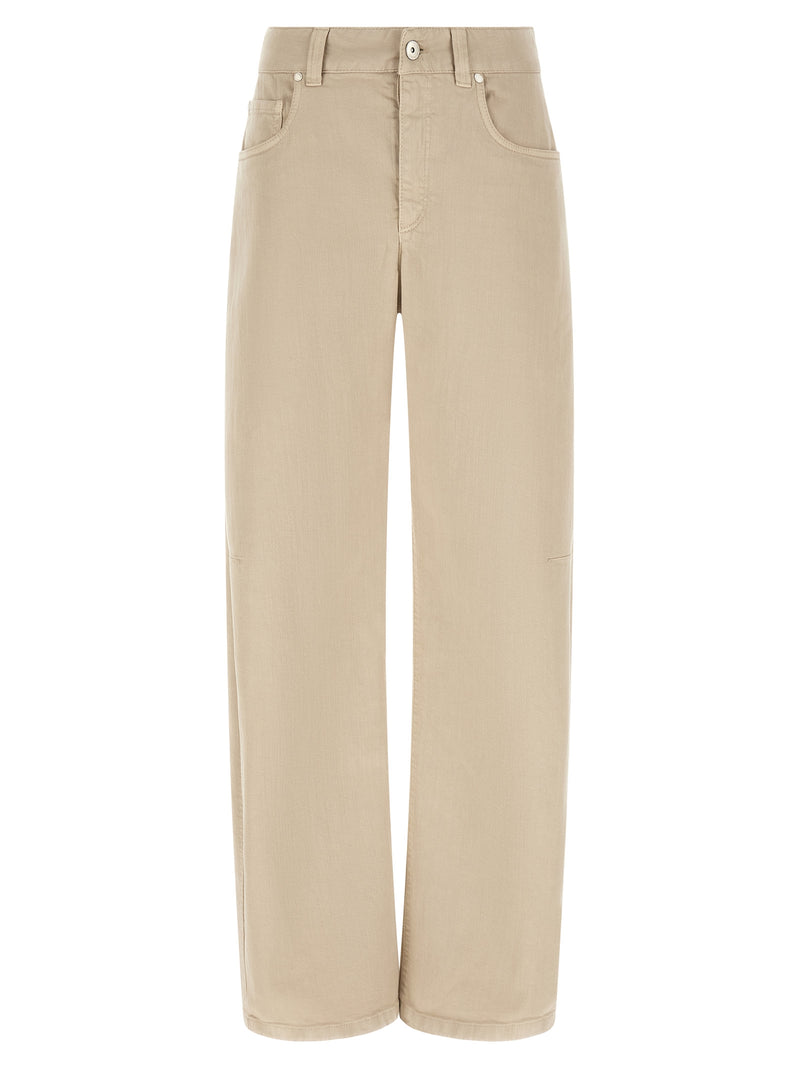 Brunello Cucinelli Beige Cotton Relaxed Fit Jeans