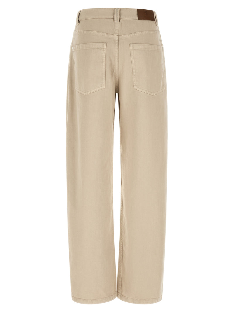 Brunello Cucinelli Beige Cotton Relaxed Fit Jeans