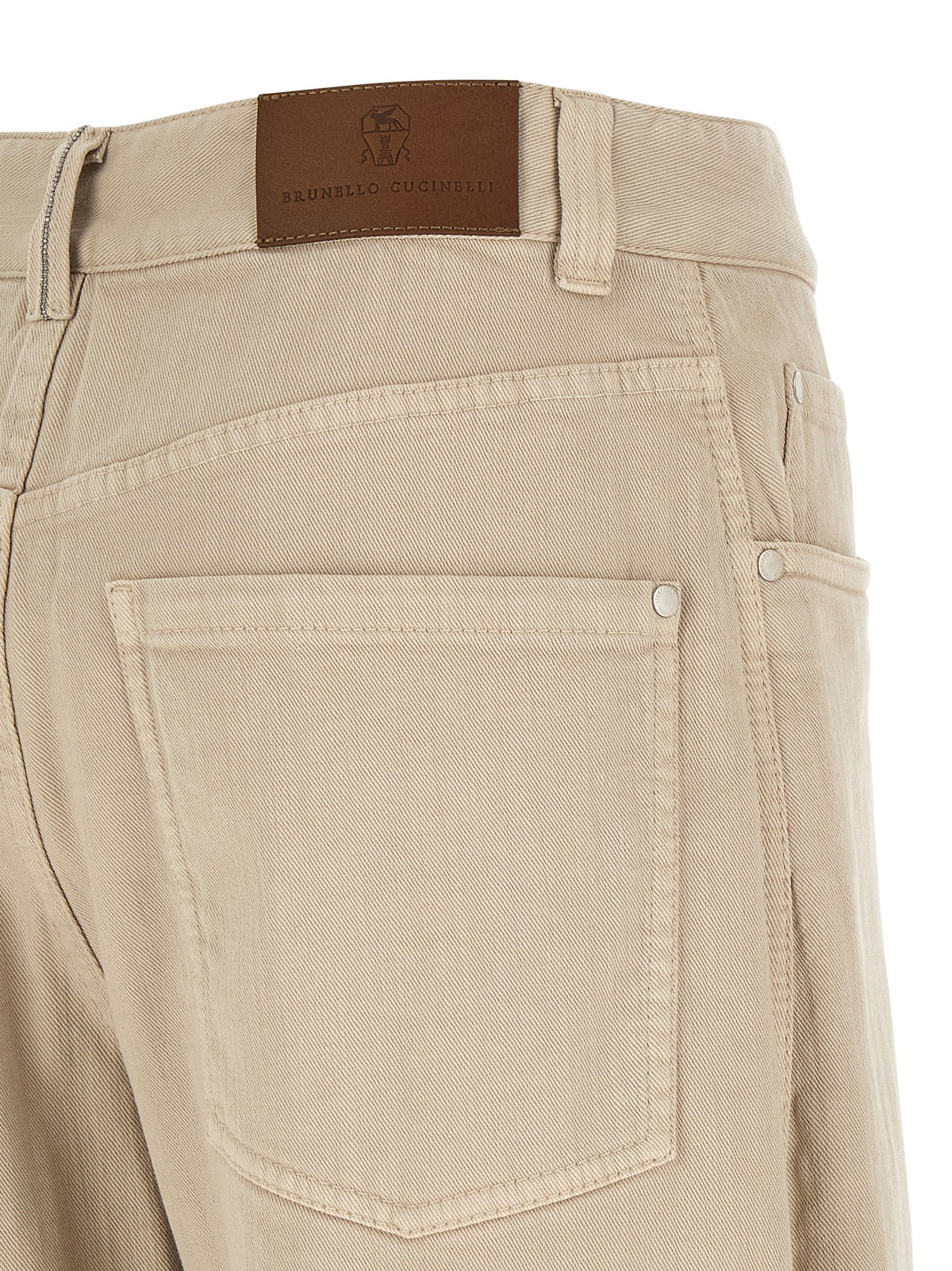 Jeans Brunello Cucinelli beige en coton coupe décontractée