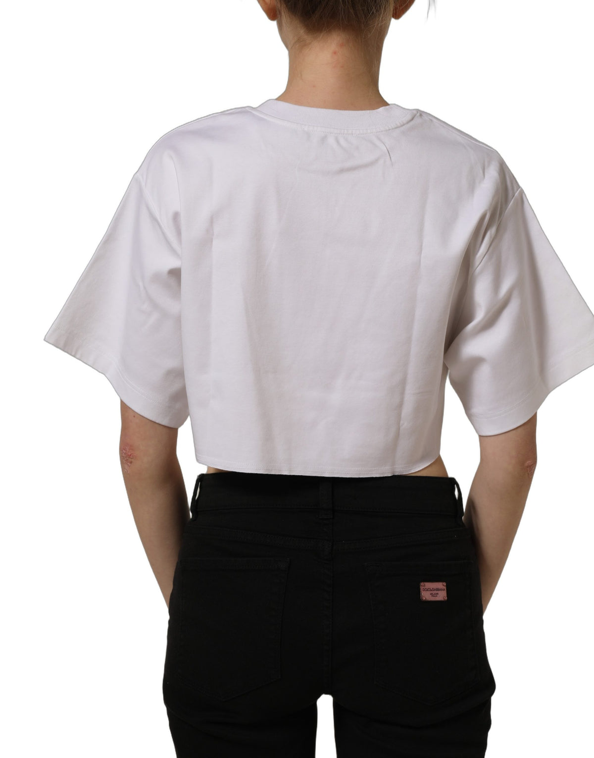 T-shirt court Dolce & Gabbana en jersey de coton blanc à motif graphique