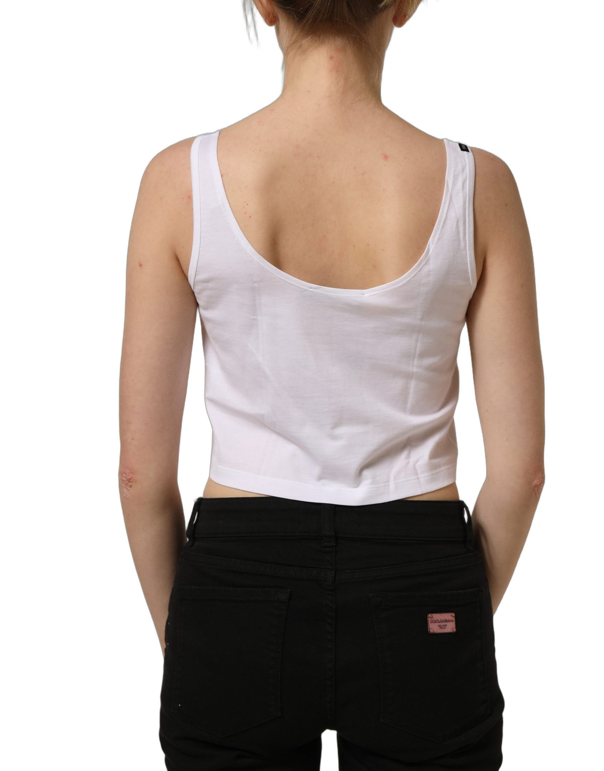 Débardeur court sans manches en coton blanc Dolce & Gabbana