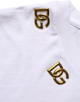 T-shirt col rond Dolce & Gabbana en coton blanc avec logo DG doré