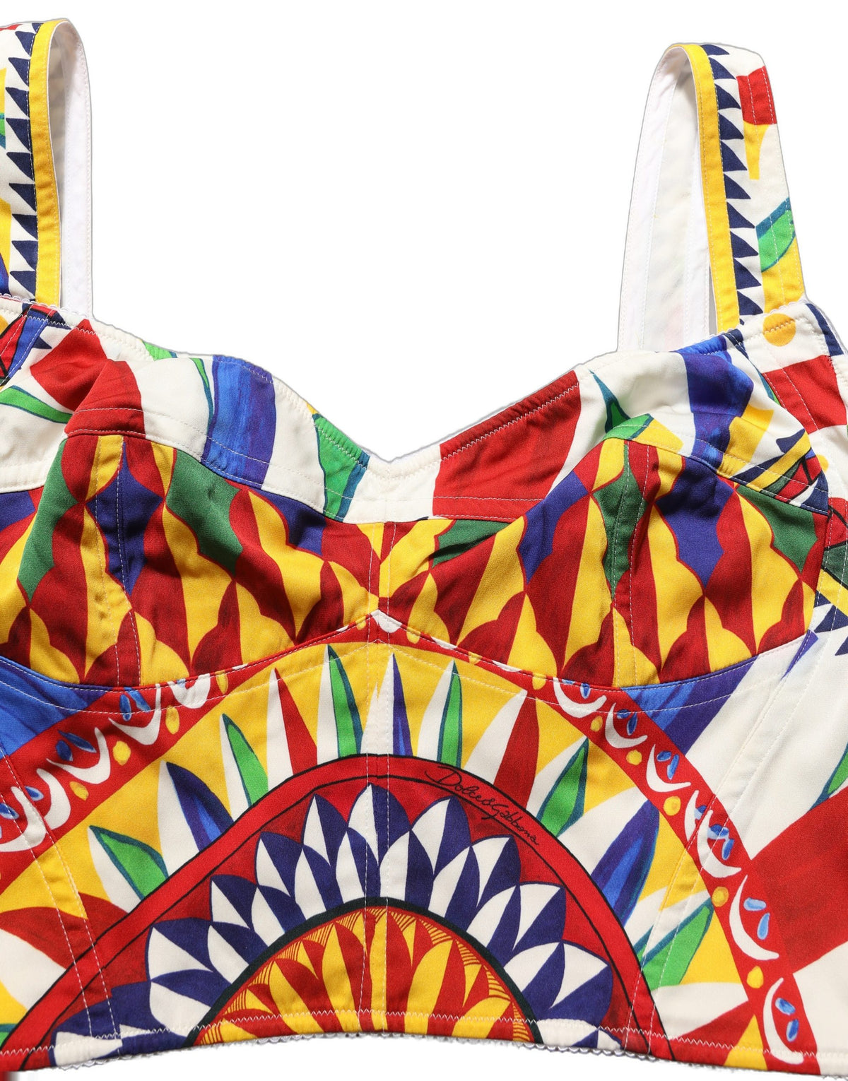 Débardeur court en soie imprimé Carretto multicolore Dolce & Gabbana