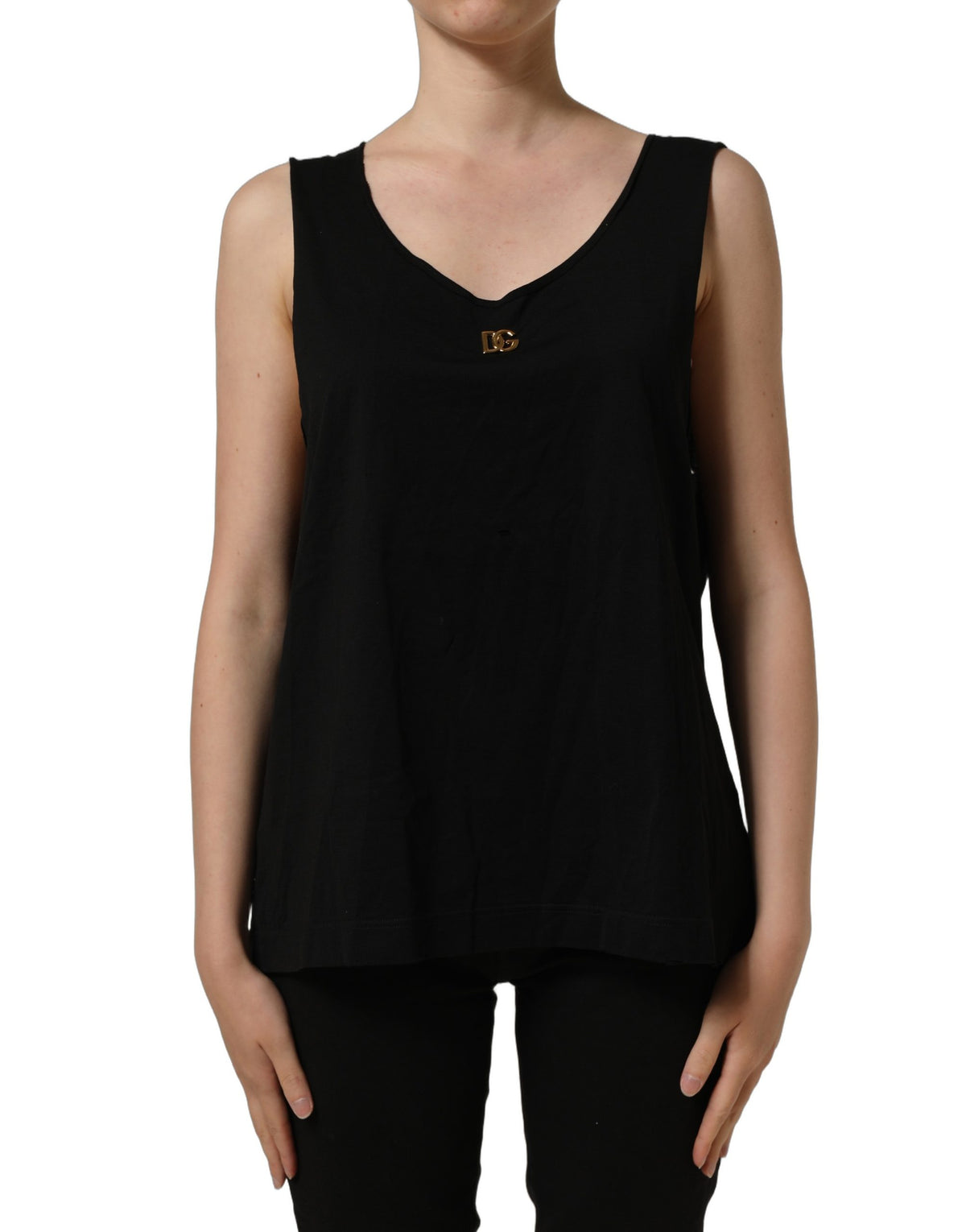 Débardeur sans manches en coton à logo DG Dolce & Gabbana Noir Or