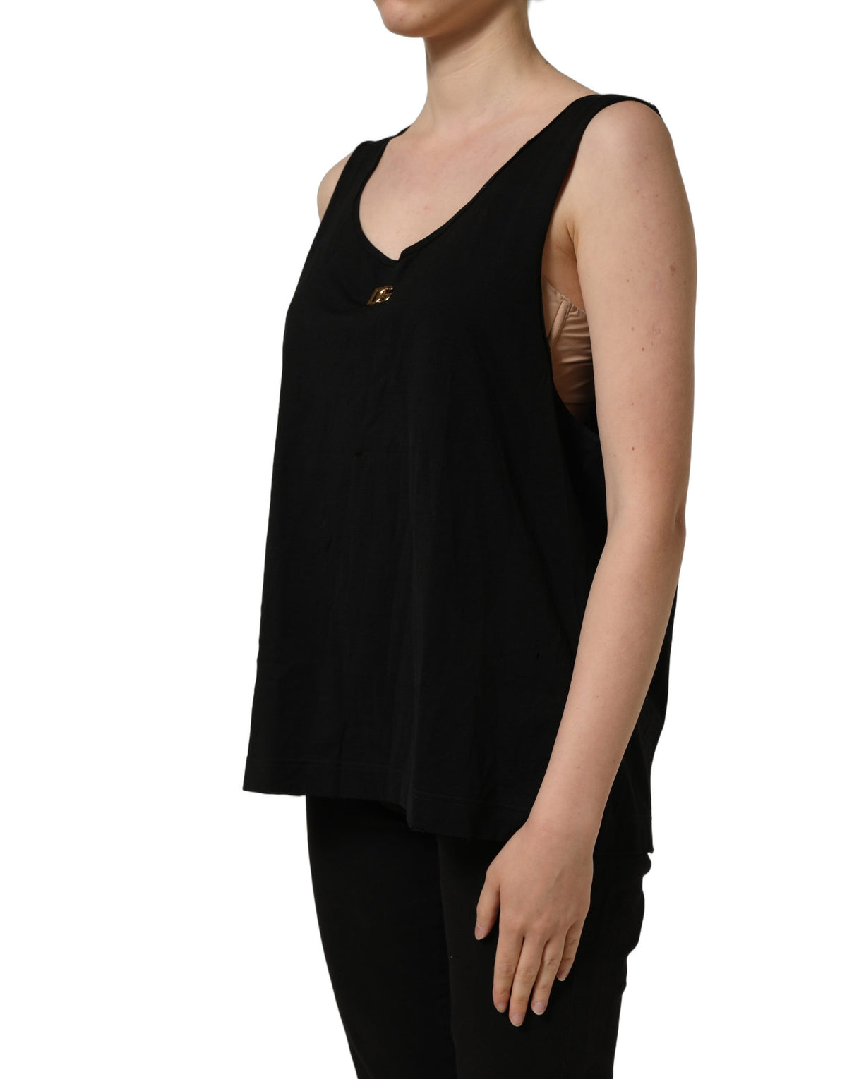 Débardeur sans manches en coton à logo DG Dolce & Gabbana Noir Or