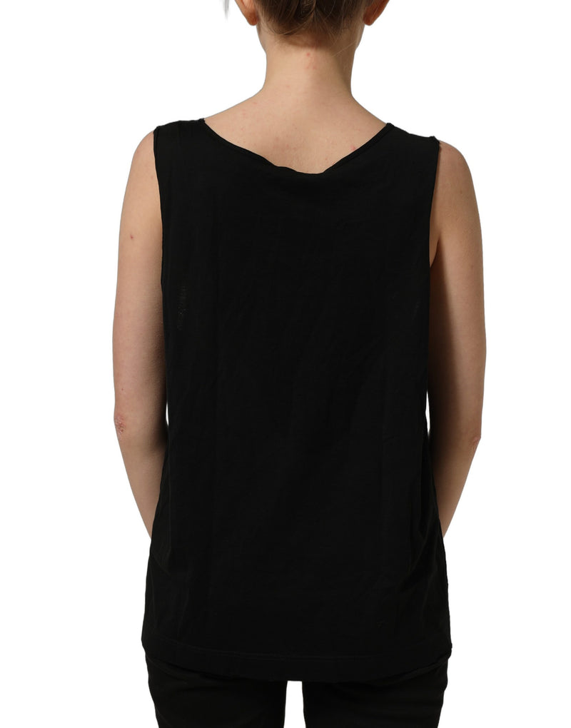 Dolce & Gabbana Black Gold DG Logo Cotton Sleeveless Tank Top