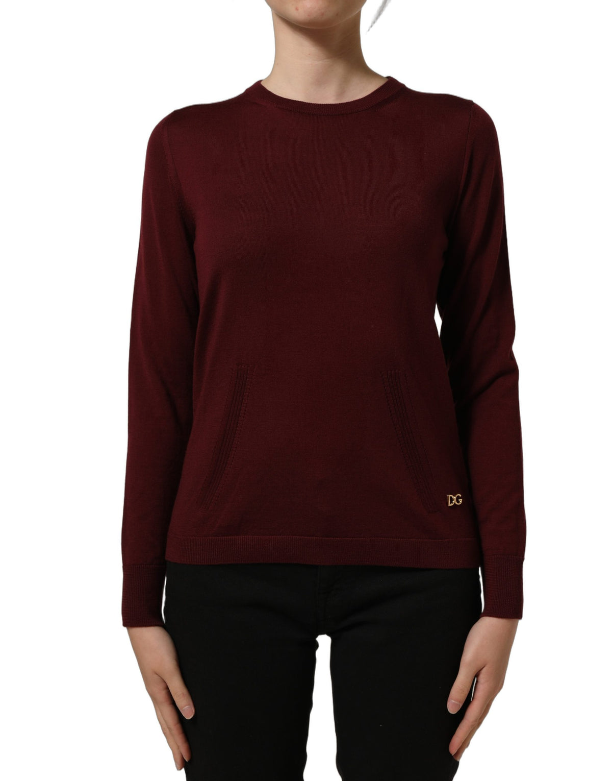 Dolce & Gabbana Pull col rond en laine tricotée marron