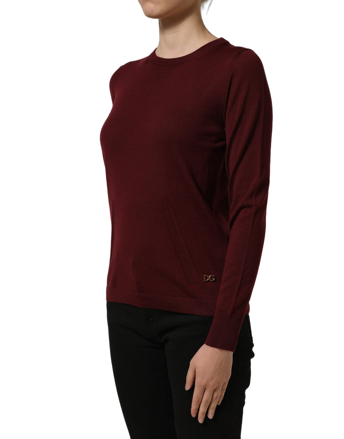 Dolce & Gabbana Pull col rond en laine tricotée marron