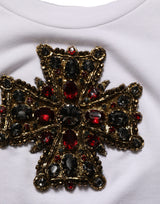 T-shirt court Dolce & Gabbana blanc orné de cristaux