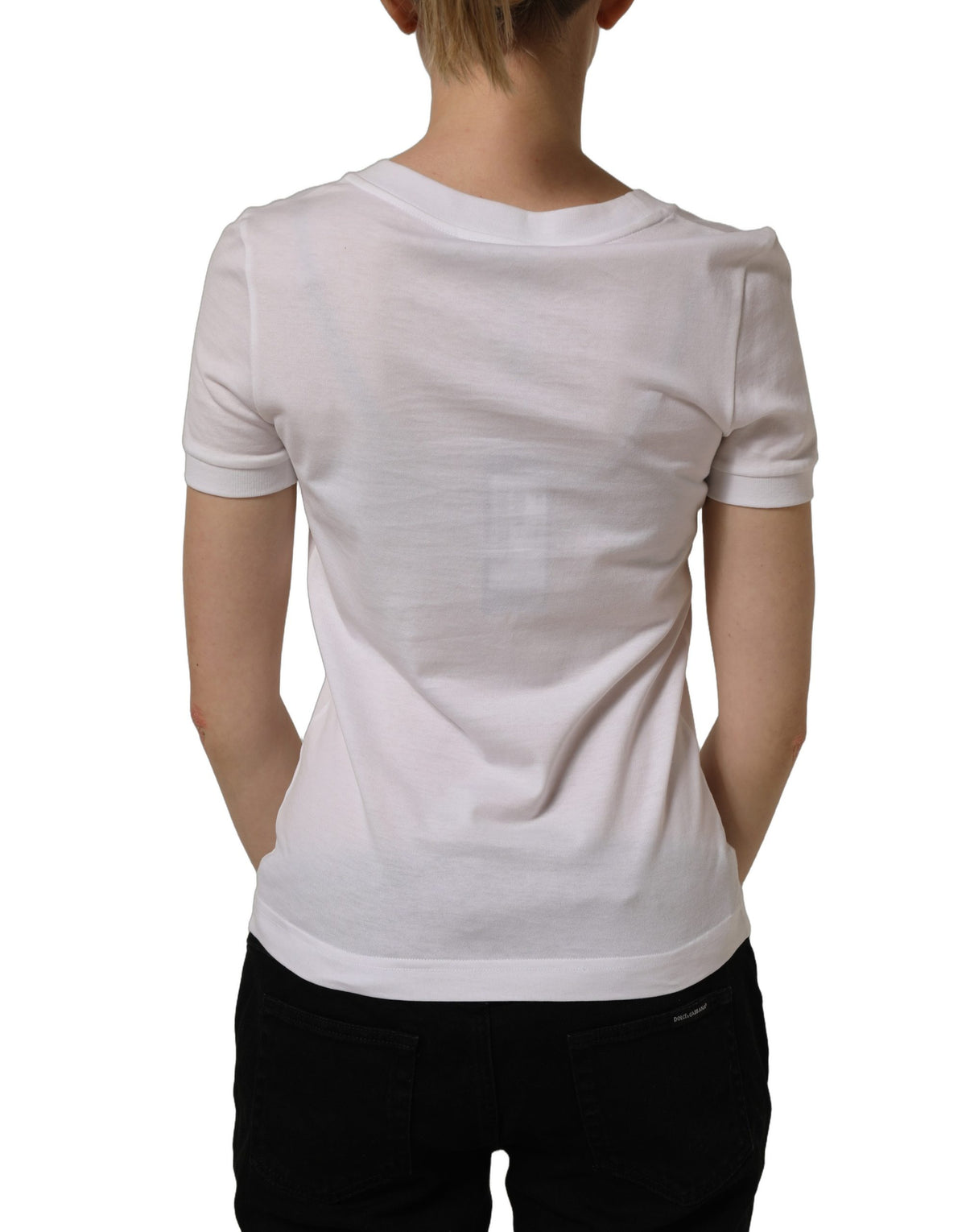 T-shirt court Dolce & Gabbana blanc orné de cristaux