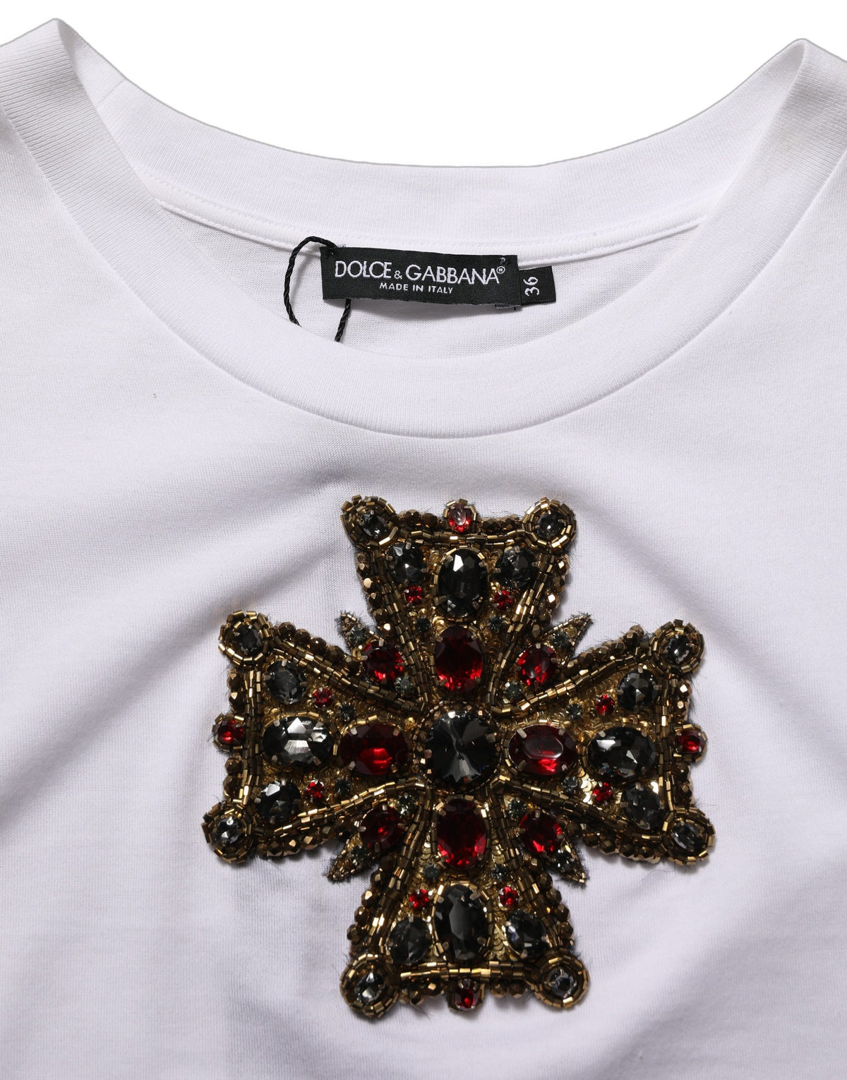 T-shirt court Dolce & Gabbana blanc orné de cristaux