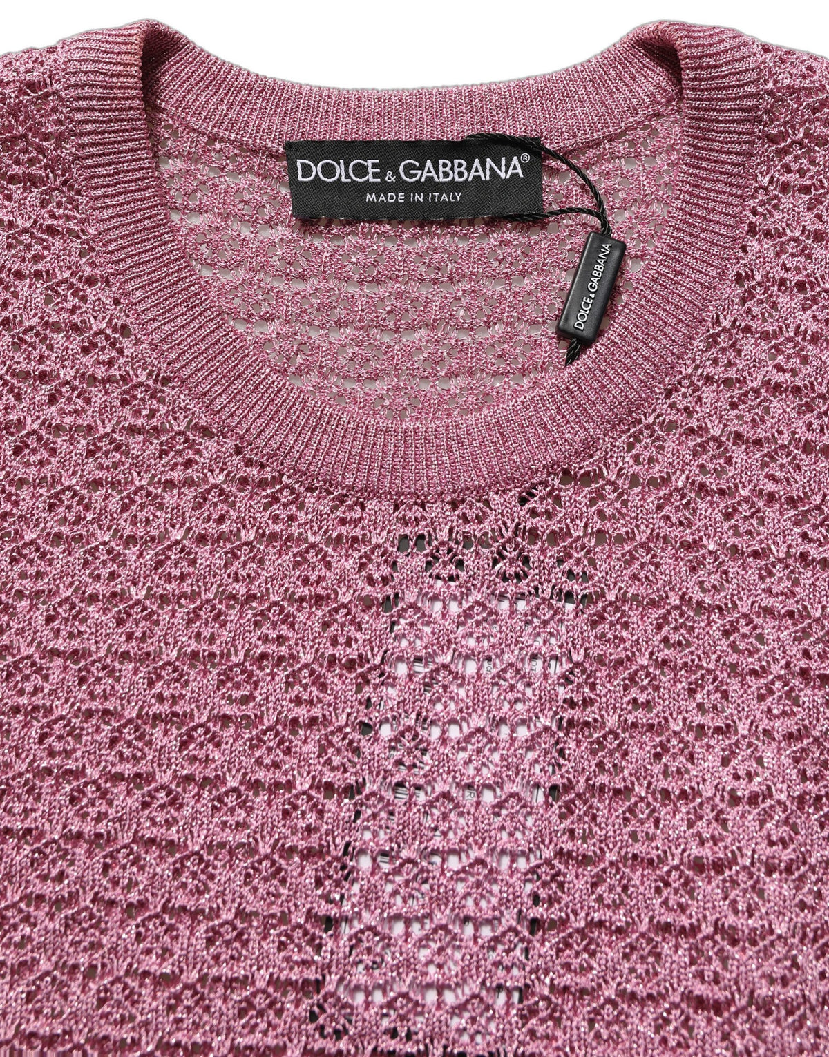Débardeur rose transparent sans manches à col ras du cou en maille Dolce & Gabbana